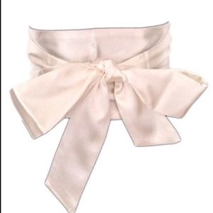 NEW Woman White Wide Satin Sash Wrap Tie Wedding